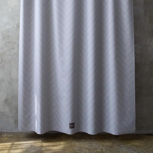 onesevennine Quick-Dry Lightweight Shower Curtain – Made in Korea, Designed for Daily Showers | Herringbone-Gray | 71” W x 82” L