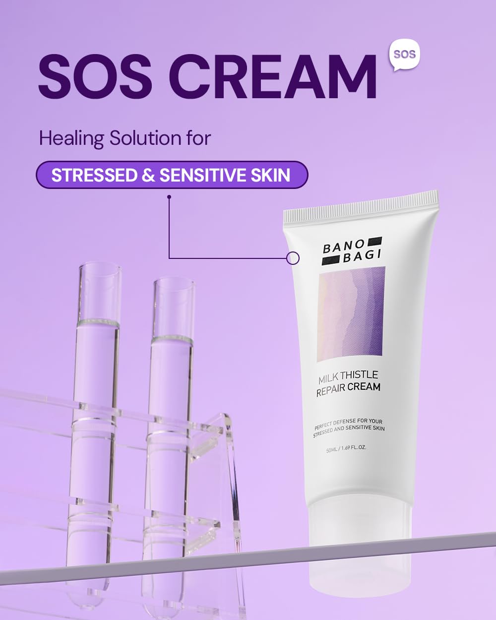 BANOBAGI Milk Thistle Repair Cream - Skin Barrier Repair Face Cream with Hyaluronic Acid & Panthenol | Non-Comedogenic Face Moisturizer for Sensitive Skin | Korean Skin Care | Fragrance Free | 1.69oz - Image 2