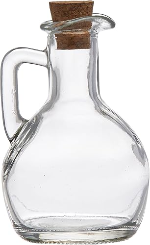 Grant Howard Pot Belly Glass Cruet con tapa de corcho y asa, 6.8 fl oz, transparente