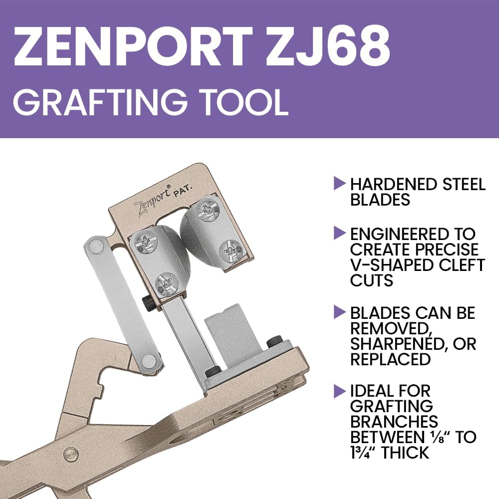 Zenport ZJ68 V-Cut Top Grafting Tool for Grafting Fruit Trees and Vines, Gray