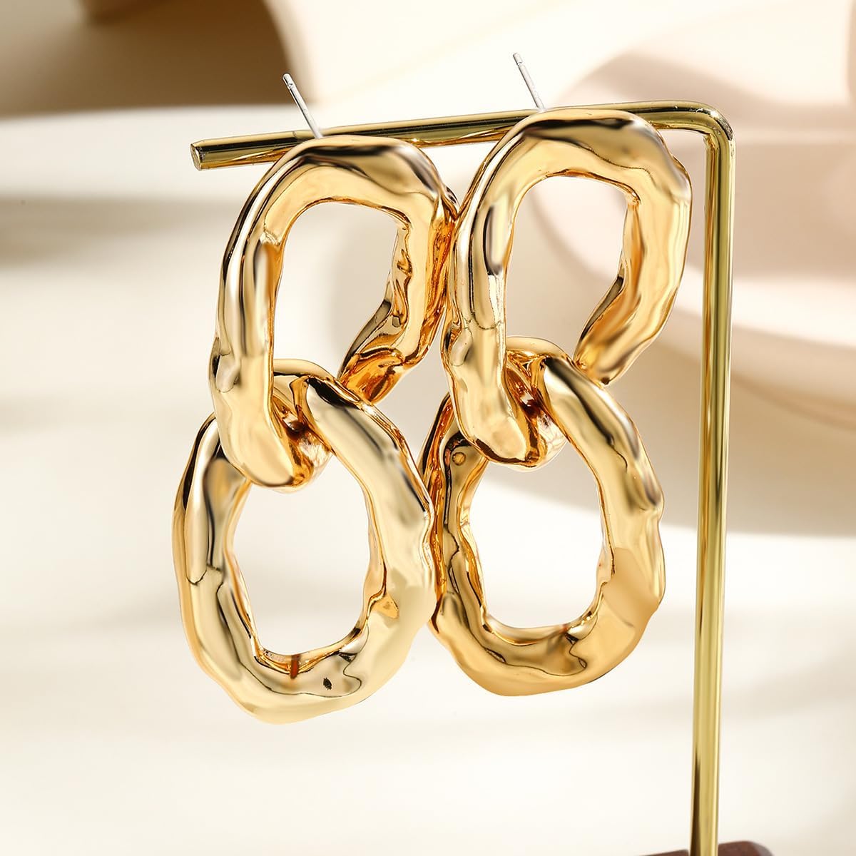 YOOESTORES82 Acrylic Gold Chunky Chain Necklace Earrings Set for Women,Punk Short Thick Wide Cuban Link Choker Necklaces Trendy Drop Dangle Earring Jewelry Set - Image 6