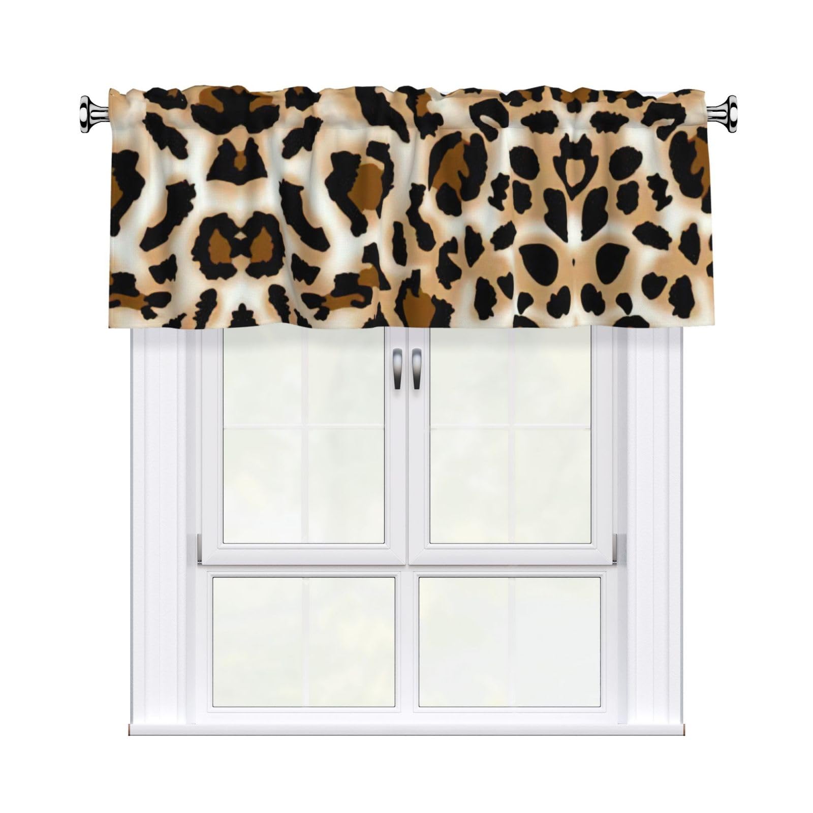 aacxzff Leopard Print Curtain Valance 54"x18" (WxL) for Kitchens Bathrooms Bedrooms Balconies Living Rooms
