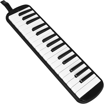 32 Keys Melodica Instrument, Air Piano Keyboard Musical Instrument with Double Tubes, 2 Short Mouthpieces, Cleaning Cloth and Carry Case for Beginners & Professional Performers Black
