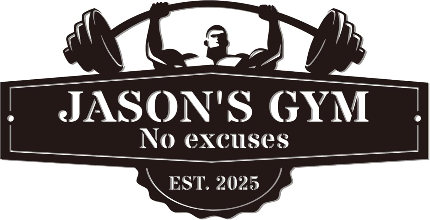 Personalized Metal Dumbbell Gym Name Sign, Custom Home Gym Decor，Custom Gym Metal Sign, Weightlifting Workout Room Wall Art ，Gym Wall Decor