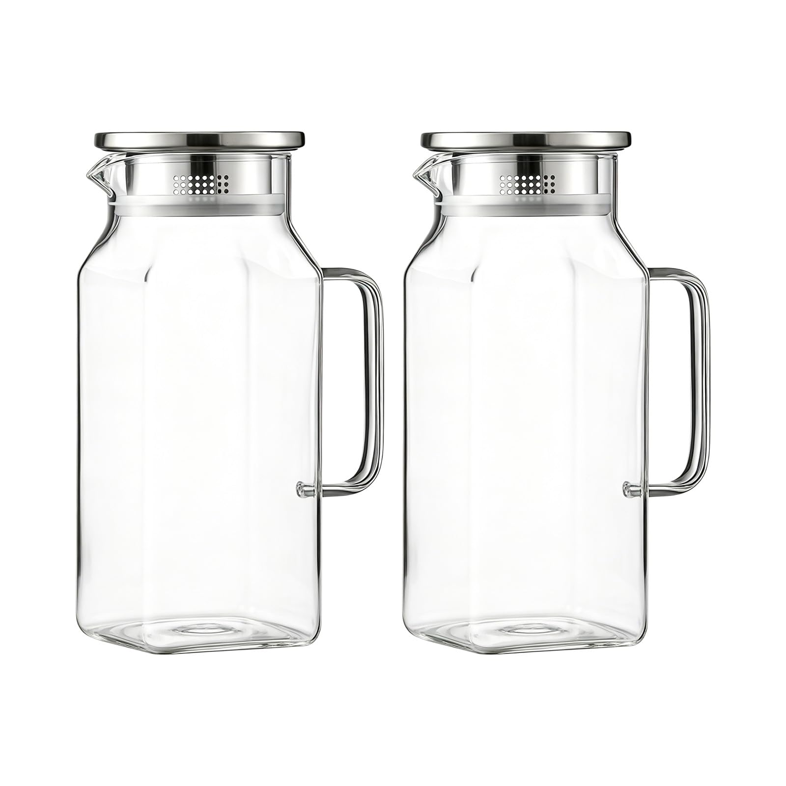 Qusinfc Sturdy Glass Pitcher with Double Filter Option and Large Capacity Party Drink Serving Container for Parties and Daily Use Glass Pitcher
