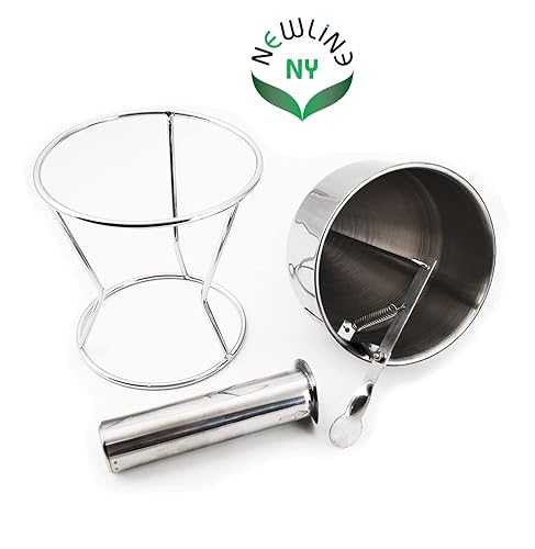 Miniatura 7 de NEWLINE NY Dispensador de embudo para hornear de acero inoxidable con soporte para panqueques Takoyaki, pasteles, pasteles, postres