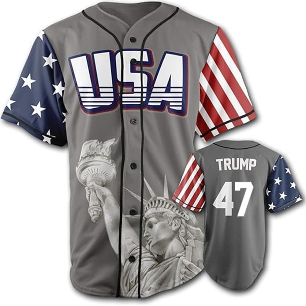America USA Jersey #1 Statue of Liberty #45 Trump Men's Baseball Jersey S-3XL