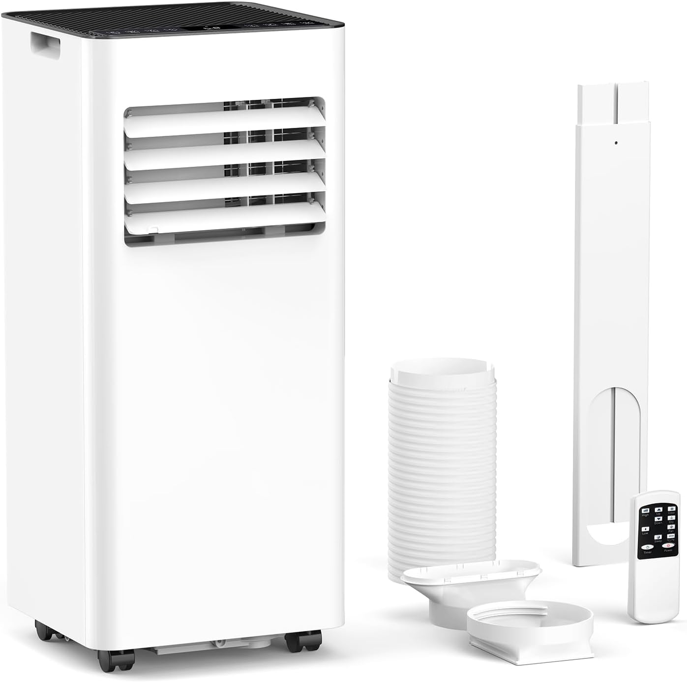 ZAFRO 8,000 BTU Portable Air Conditioners Cool Up to 350 Sq.Ft, 4 Modes Portable AC with Remote Control/Large LED Display/24Hrs Timer/Installation Kits for Home/Office/Dorms, White