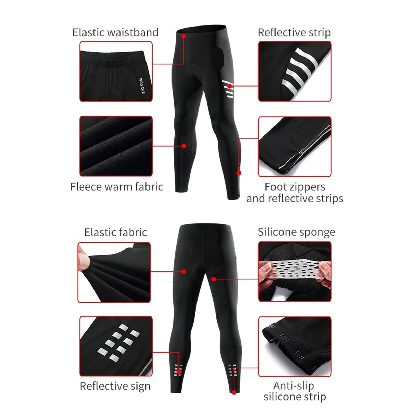 Pantalones de Ciclismo Lana for Hombre y Mujer, Mallas térmicas Acolchadas Gel 5D for Invierno, Pantalones Largos a Prueba Viento para Hombre y Mujer