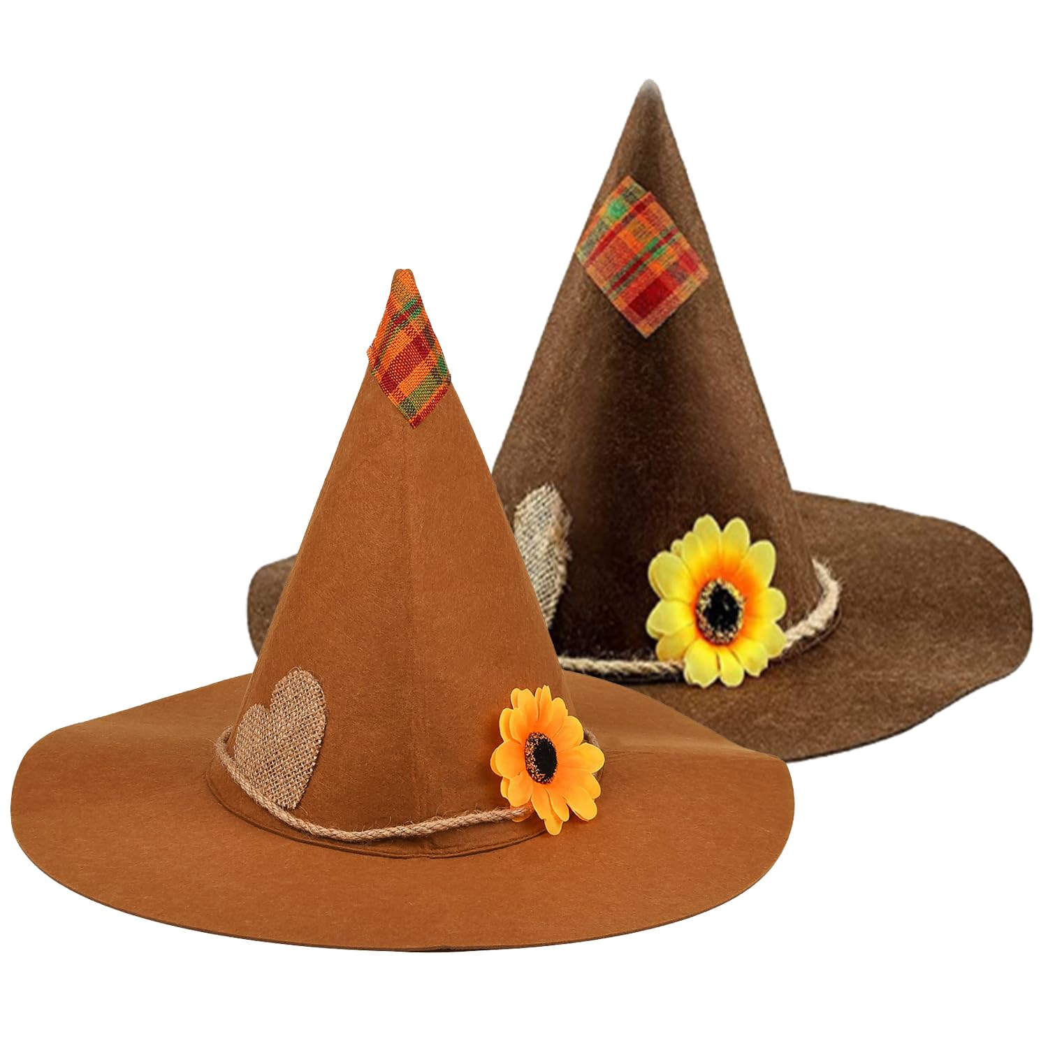 MFUOE 2 Pieces Halloween Scarecrow Hat Patchwork Felt Scarecrow Hat Scarecrow Costume Accessories for Halloween Party Cosplay Accessory