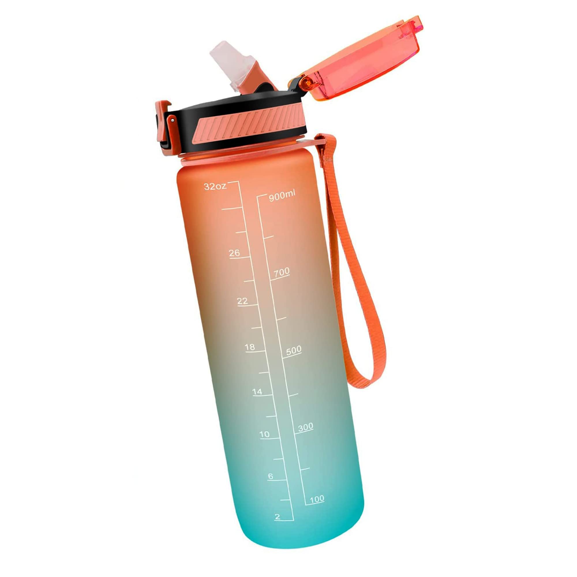 OBSYDIUM Leakproof BPA Free Drinking Water Bottle with Time Marker & Straw to Ensure You Drink Enough Water Throughout The Day for Fitness and Outdoor Enthusiasts (1 liter)