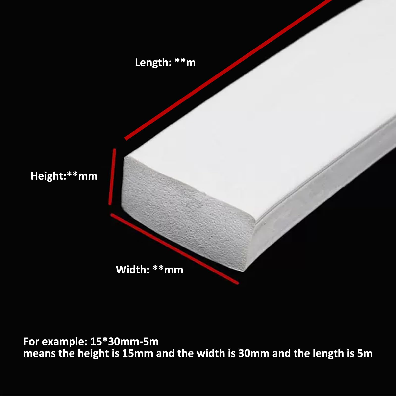 Bande d'étanchéité en mousse de silicone 1M 15x20mm Joint d'isolation résistant aux intempéries pour portes et fenêtres