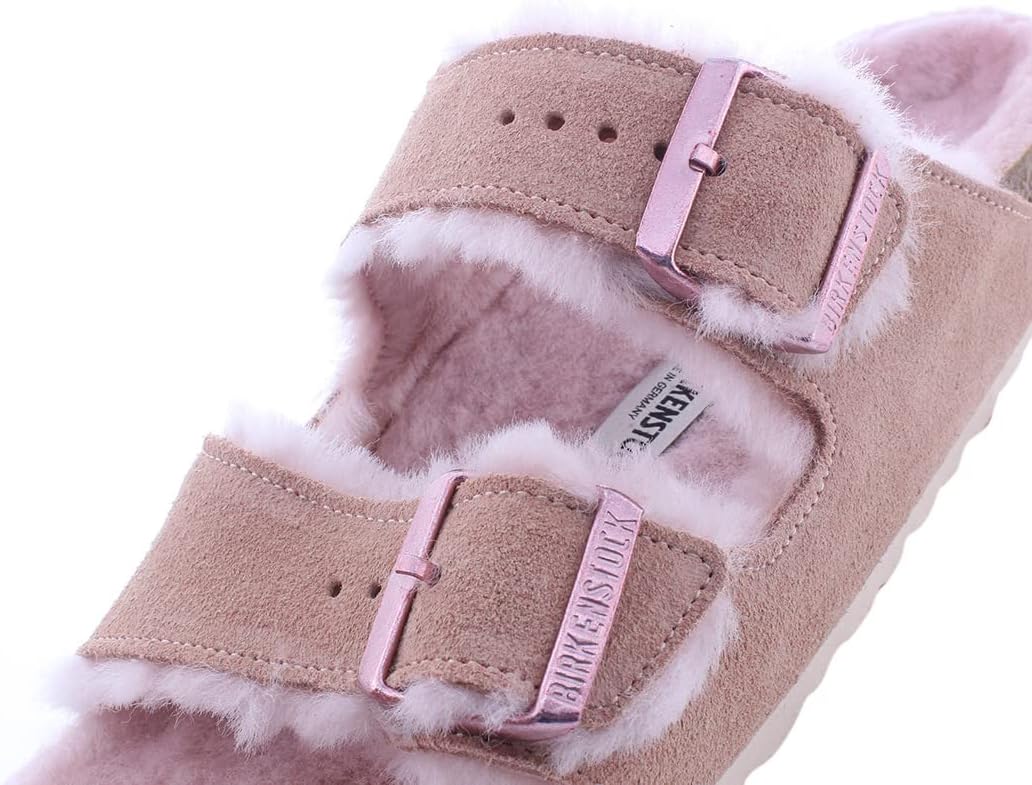 Birkenstock Women's Arizona Shearling Sandals, Light Rose/Light Rose, Pink, 7 Narrow US