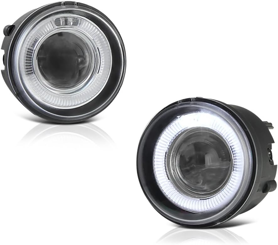 VIPMOTOZ Front Halo Ring Projector Fog Light Lamp For 2006-2010 Compatible with Dodge Charger - Metallic Chrome Housing, Driver and Passenger Side