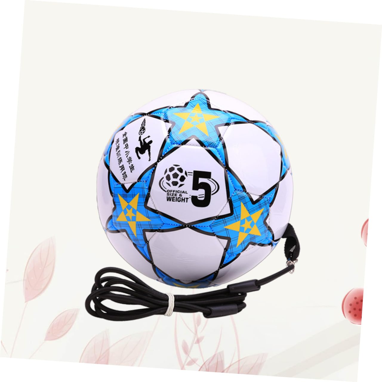 Balón de Entrenamiento de Fútbol con Cuerda, Pvc Negro para Niños | Diseño con Cuerda, Decoración con Impresión, Flexible y Duradero, Pensado para Estudiantes y Uso Infantil