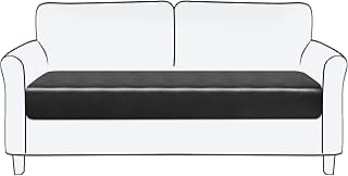 subrtex Housse de coussin imperméable en cuir synthétique (2 places, cuir noir)