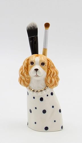 Miniatura 2 de Jarrón de porcelana fina Lady Cocker Spaniel Dog Bud Jarrón para brochas de maquillaje, soporte para lápices, 5-12 pulgadas de alto