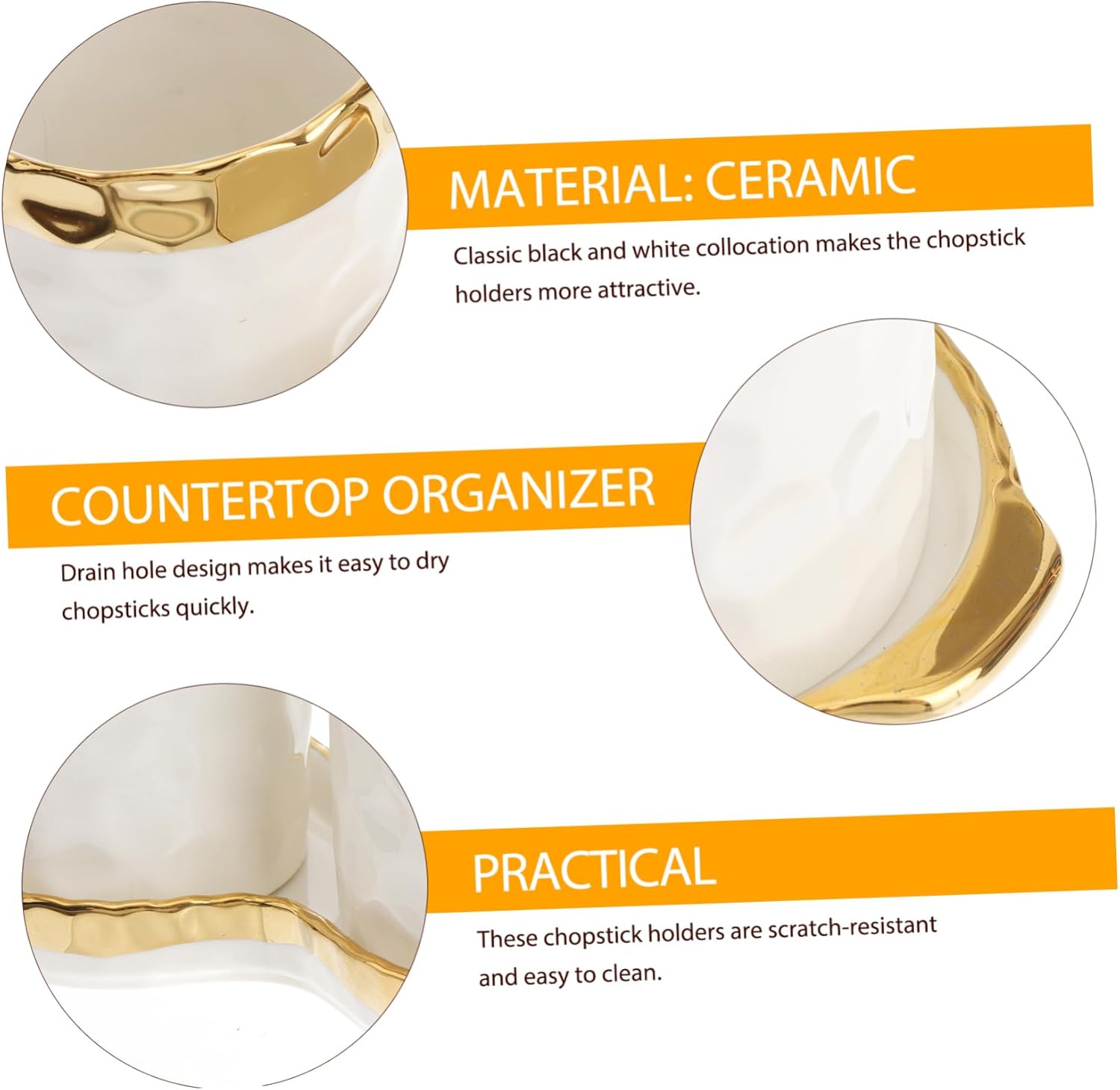 1set Creative Ceramic Chopstick Holder for Kitchen Utensils Dual Compartment Design for Easy Drainage and Storage Attractive Finish for Organizing Cooking Tools