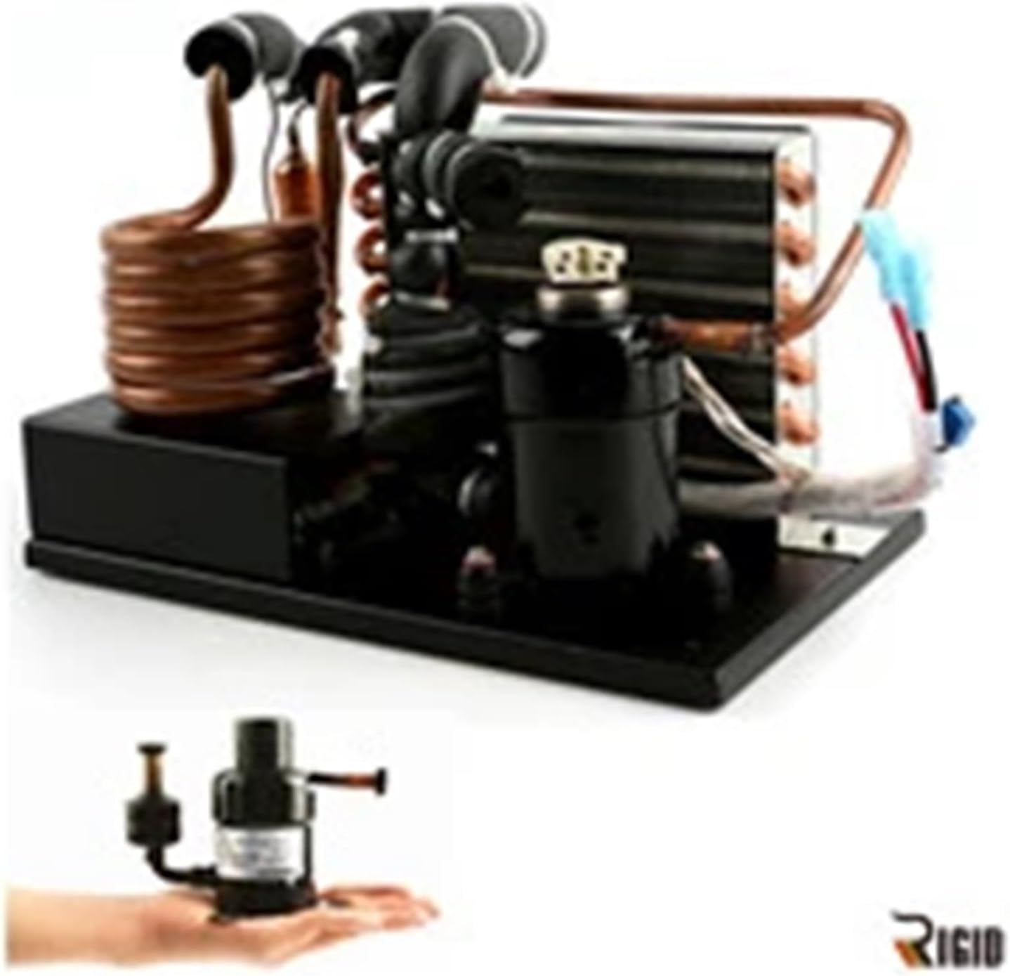 LIAMOS Compact 24V DC Copper Coil Chiller, 200W Cooling Capacity, R134A Refrigerant, Portable Unit,Super-Efficient Chiller