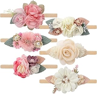 Toptim Baby Floral with Nylon Headbands for Newborn Girls Shower Photo (6 Colors)