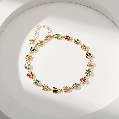 Miniatura 2 de Butterfly Anklets for Women 18 Gold Plated Dainty Gold Butterfly Anklet Bracelets for Women Teen Girls, Adjustable, Handmade Anklets