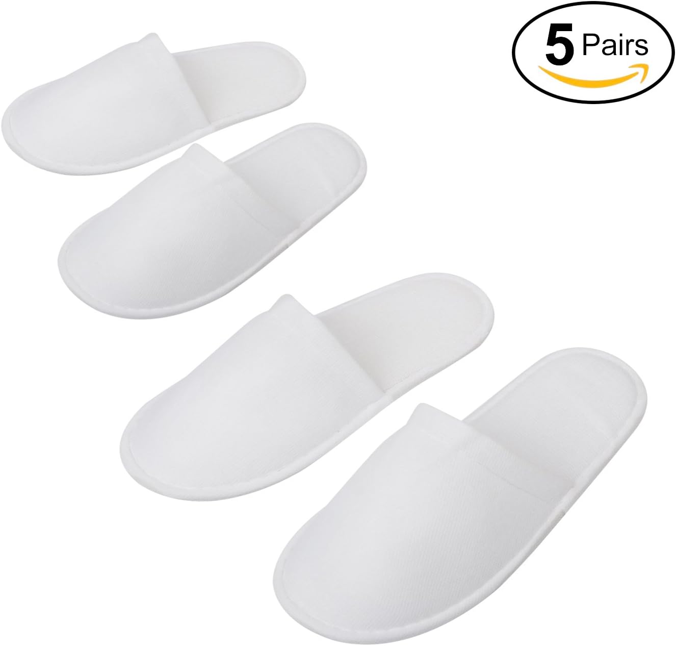 Diossad White Fluffy Closed Toe Spa Slippers For Home Guest Hotel Spa Disposable Slippers 5 Pairs White