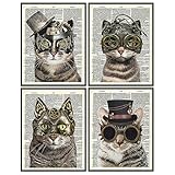 Cats in Steampunk Accessories - Gothic Steampunk Cats - Goth Wall Art Decor - Kitty, Kitten, Cat...