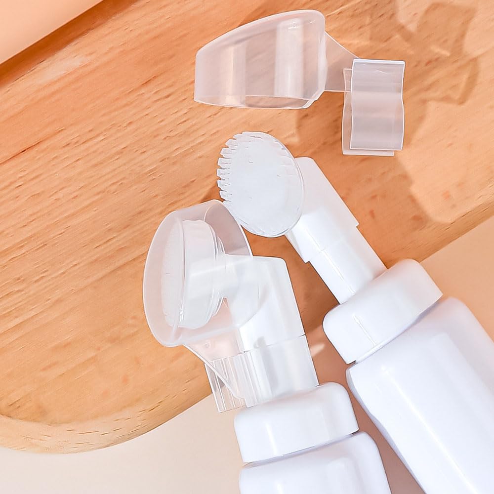 20 stücke 100-250ML leere Gesichtsreiniger Mousse Mini Schaum Gel Kopf Waschbürste Schaumflasche Drucktyp Reinigungsmilch Schäumende Seife Pumpspender für zu Hause im Freien (Weiß,150ML)