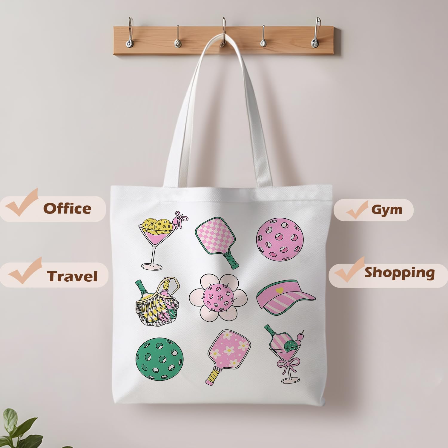Ball Game Tote Bag, Sports Lovers Gift Canvas Tote Bags for Women, Sports Gifts Reusable Grocery Shopping Bags image 4