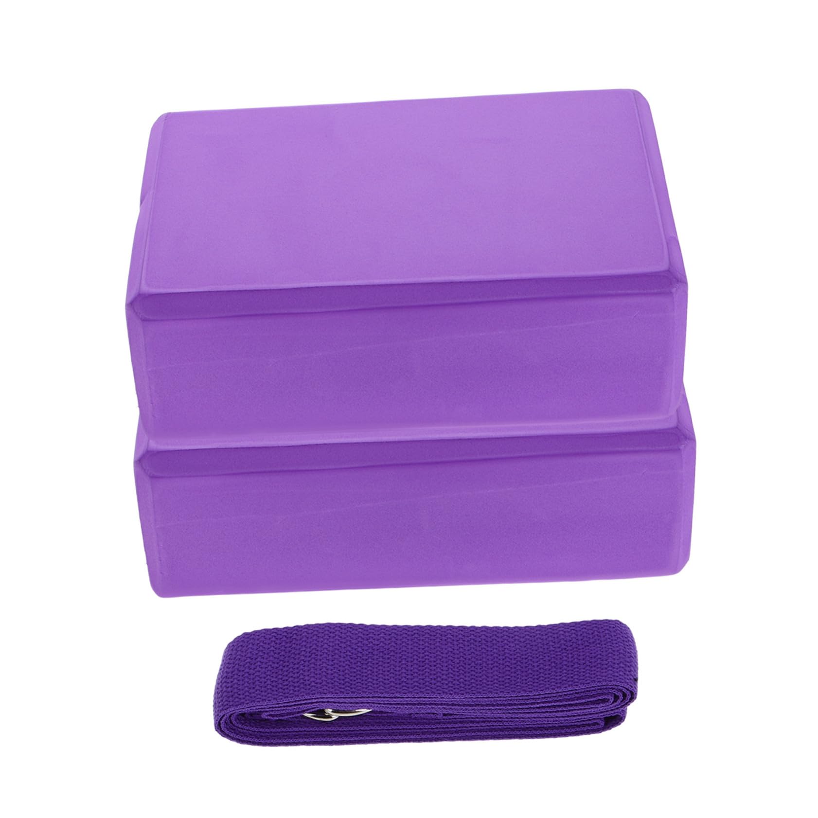 BCOATH Yoga Blocks Stretching Band Set 2 Blocks 1 Strap Portable Props for Yoga Fitness Pilates Purple