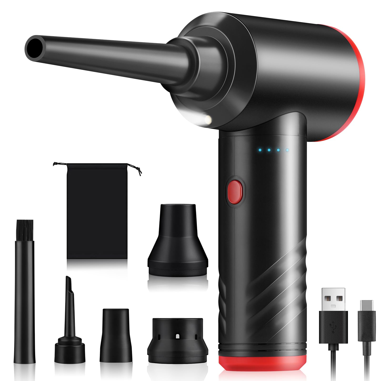 Staubgebläse Air Duster Elektrische Druckluft Mini Gebläse 3-Gang Cordless Einstellbar für PC Reinigung