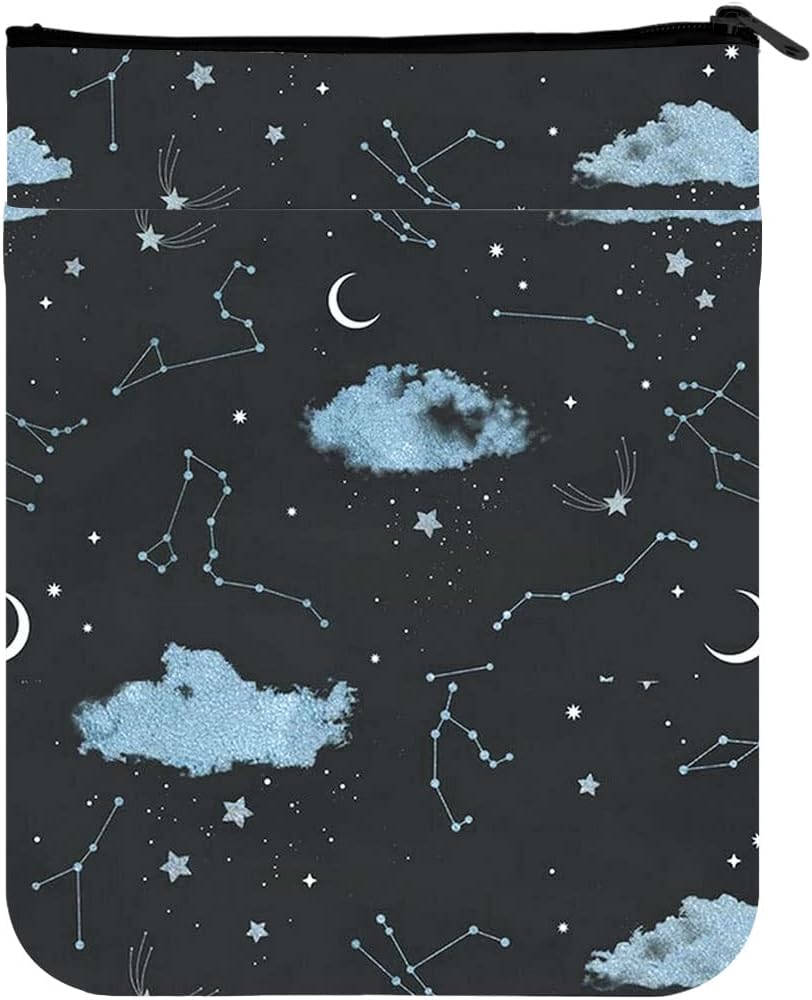 KUIYAI Zodiac Print Book Sleeve Zodiac Moon and Star Book Cover for Paperback Hardcover Constellation Gift (Zodiac Book sleeveUK)