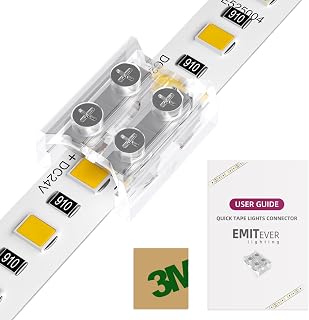 EMITEVER LED Strip Connectors,12 Packs LED Tape Light Connector 2 Pin Solderless Tighten Screw Transparent Tape to Tape Connectors for 5V 12V 24V 8mm Width LED Strip Lights