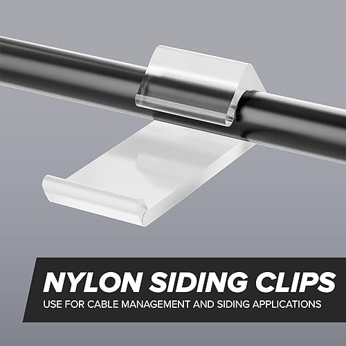 Miniatura 2 de Clips laterales horizontales de nailon para montaje de cables coaxiales (RG6 RG59), clips a presión para colgar y organizar cables, color blanco,