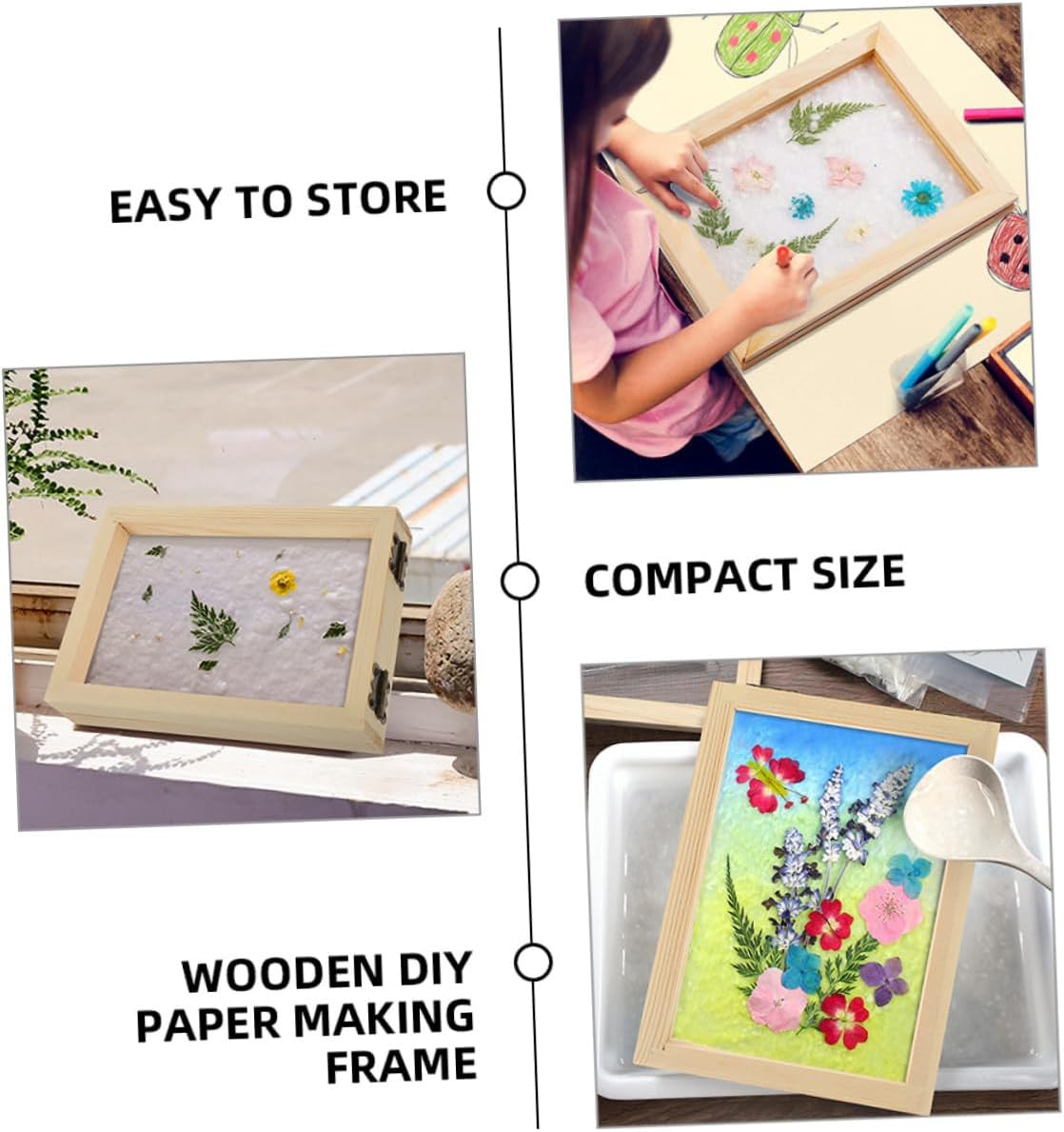 SEWOART 2pcs Paper Making Frame Molds Mesh Screen for Easy Crafting for Handmade Paper Projects Educational Activities and Creative Fun