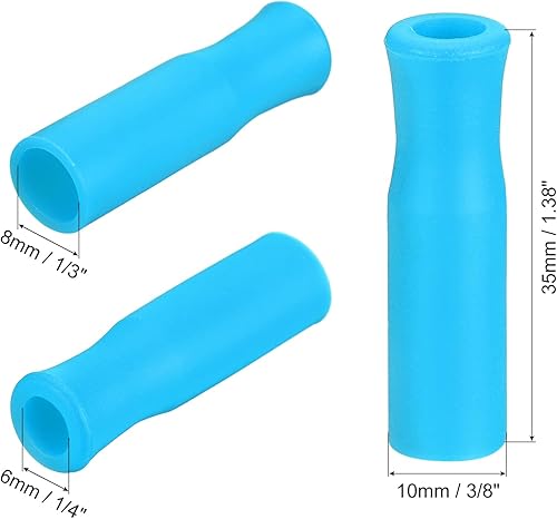 Miniatura 2 de uxcell 8 puntas de popote de silicona, cubiertas de paja de metal, puntas de pajitas suaves y reutilizables, aptas para popotes de acero inoxidable