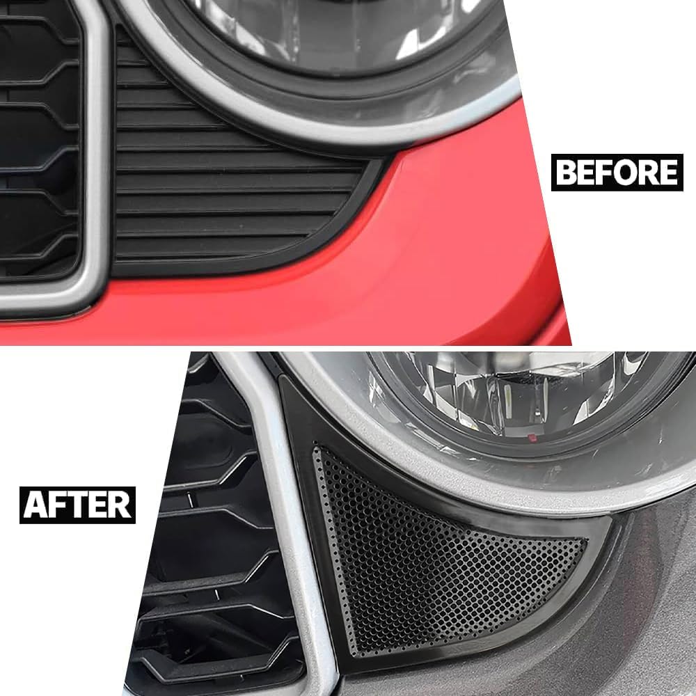 Front Grille Vent Cover Bumper Grille Side Dust Cover Bezels Trim for Jeep Wrangler JL 4XE & Gladiator JT 2024 2025 Exterior Accessories (Black)