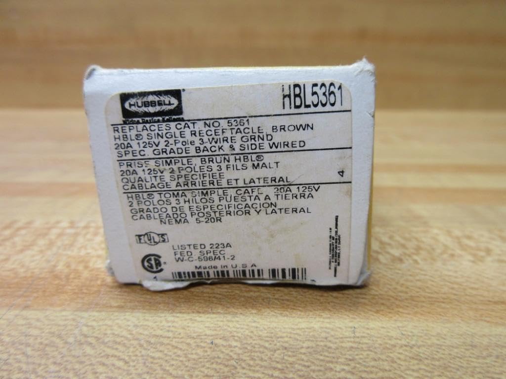 Hubbell 5361 Receptacle Single Brown 20A 125V 2P-3W 5