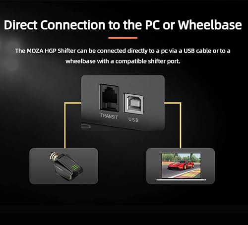 MOZA HGP Racing Shifter 7+R Simulateur de vitesses USB pour PC, modèle H avec verrouillage R et 7ème vitesses, connexion USB au PC, facile à monter - 7