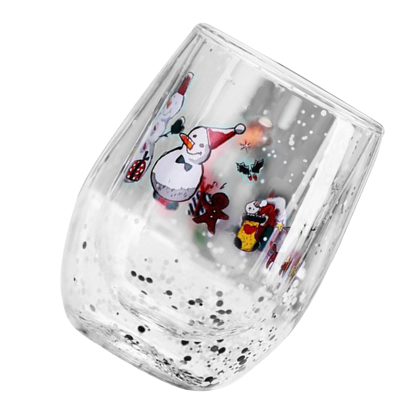 Xinsheinelry Layered Mug Glass Cup Christmas Themed 300ml Hot Beverage Drinkware for Family Gatherings Holiday Drinkware