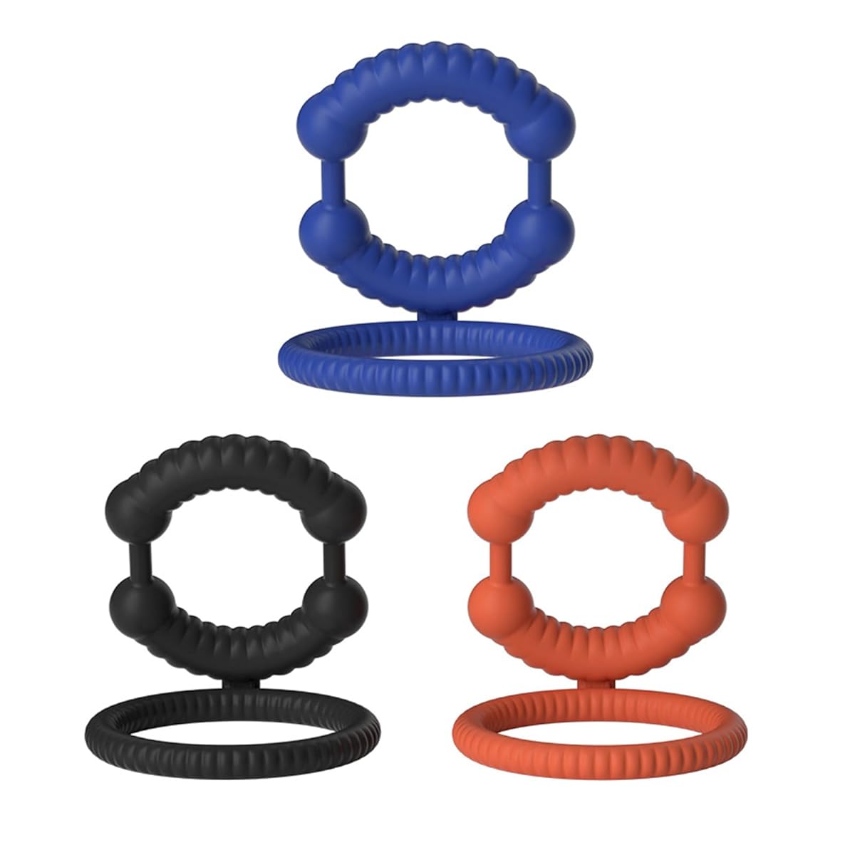 コックリング ペニスリング シリコンリング 柔らかい二重リング 凹凸のテクスチャがあるぺ二スリング cock ring ペニス装着グッズ 伸縮性 ペニスサック アダルトグッズ 男性用 防水-３点セット