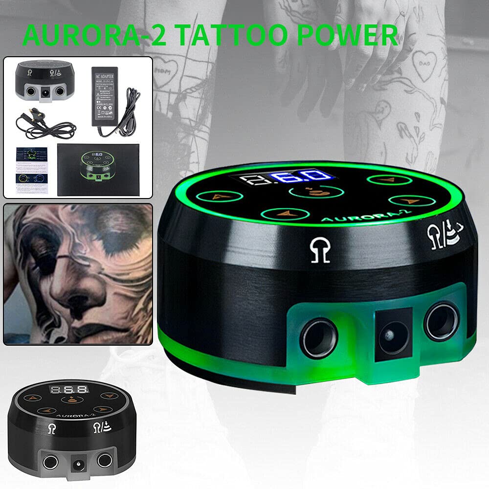 BestParts Tattoo Power Supply - Aurora II Power Supply 2nd Gen Colorful Voltage Fits All Tattoo Machine (Black)
