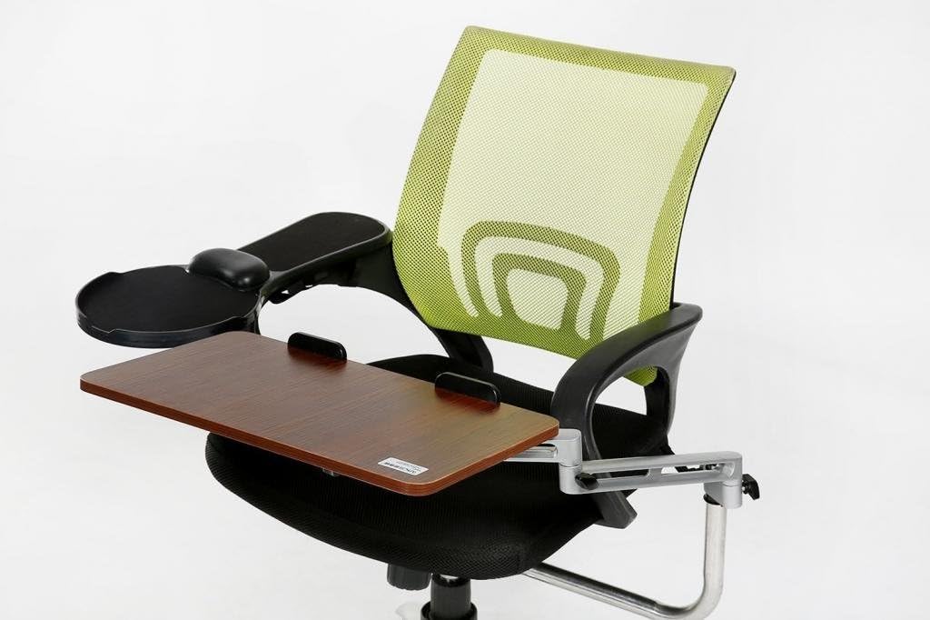 Chair Mount Ergonomic Keyboard / Laptop Tray System Plus Chair Mount Armrest/Mouse Tray _ Walnut