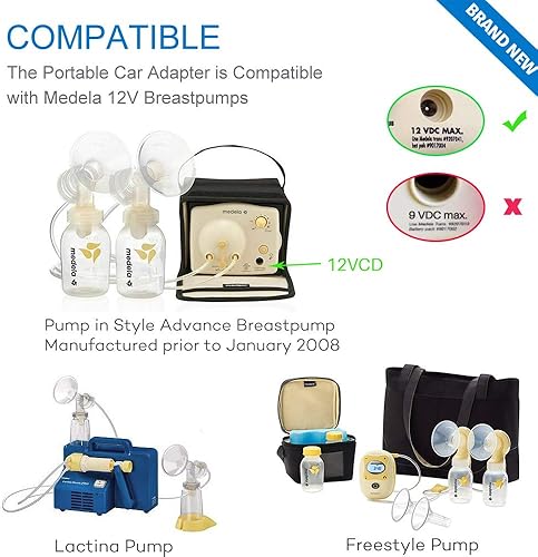 Miniatura 2 de TB Tbuymax Tbuymax - Adaptador de encendedor de vehículo para extractor de leche Medela de 12 voltios, estilo libre y lactina, adaptador de