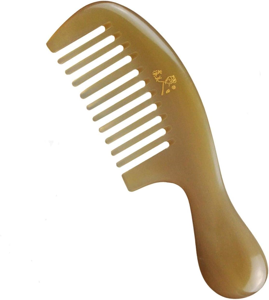 Yumary Natural Yak Horn Comb Super Thick Ox Horn Wide Tooth Comb Anti-Static Large Comb Gift Box Packaging