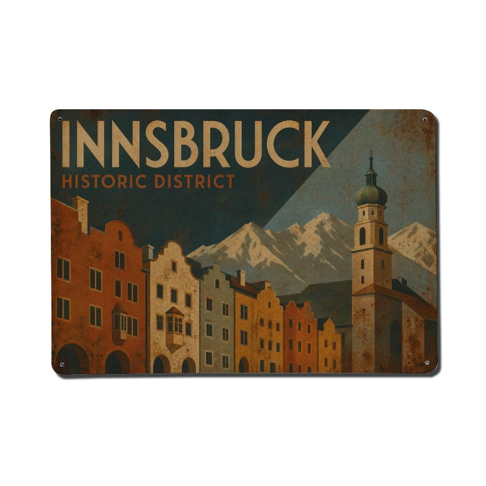 Vintage Travel Innsbruck Historic District Austria Metal Tin Sign