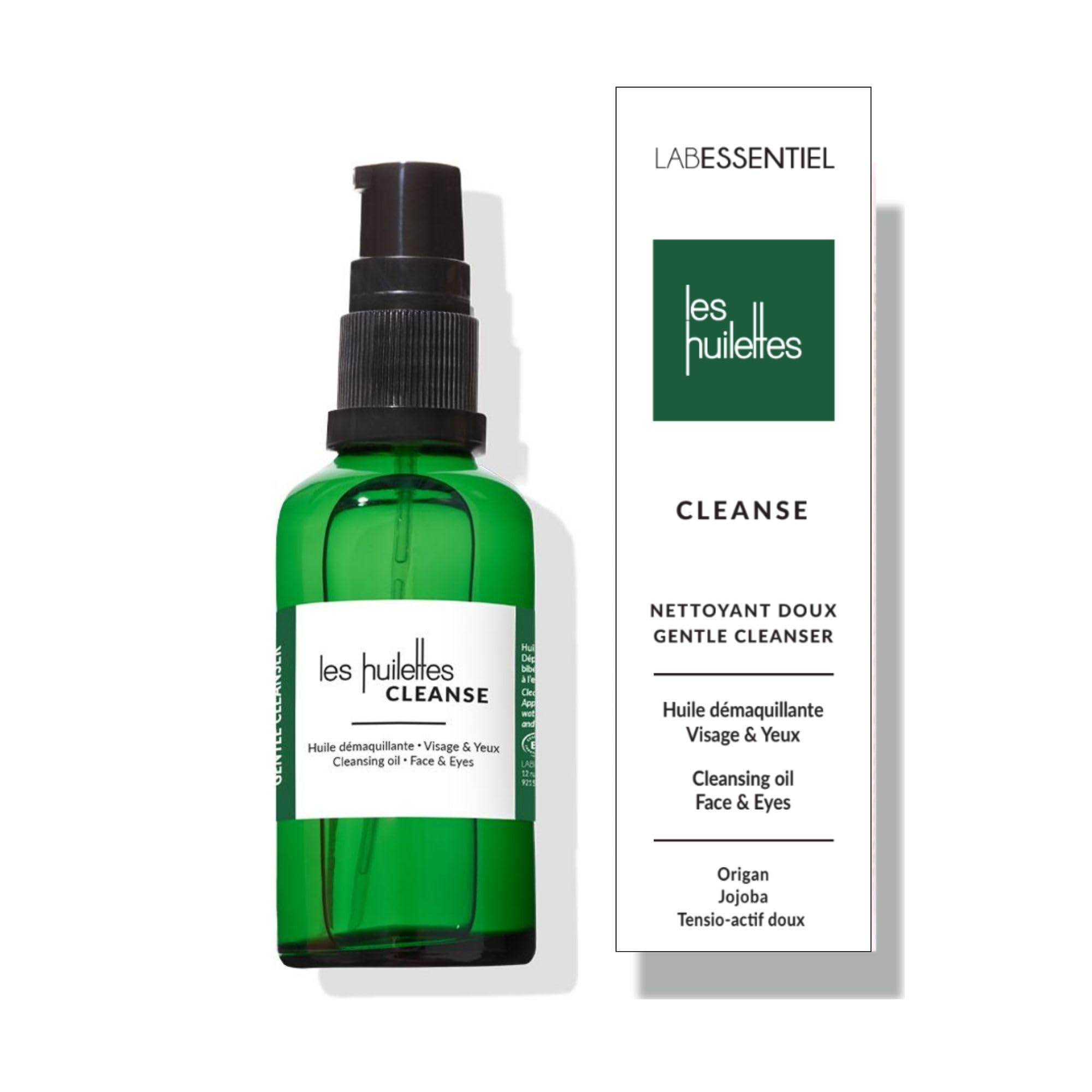 LES HUILETTES - Nettoyant Démaquillant CLEANSE - Tensio-actif doux - Nettoie en douceur le Visage et les Yeux - Tous types de peau - Epidermes Malmenés par des nettoyages agressifs - LAB ESSENTIEL