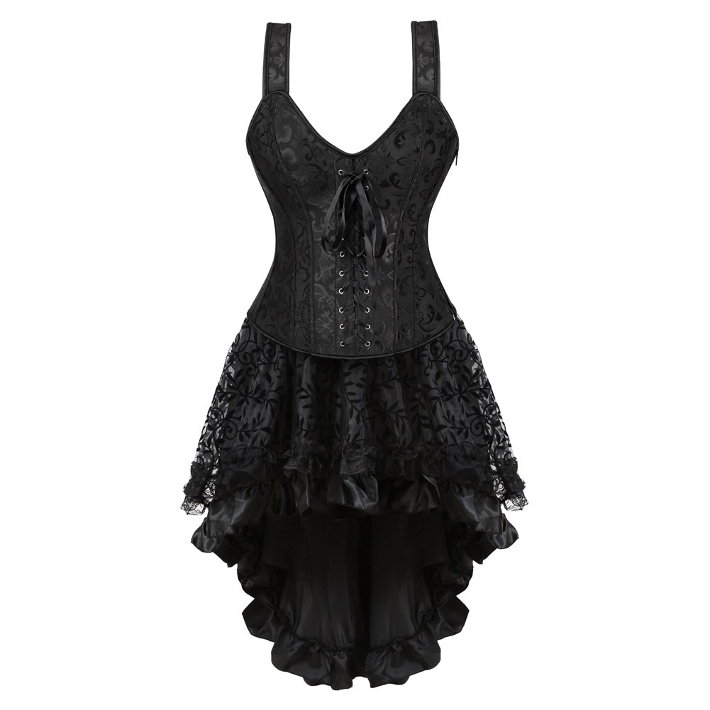 Corsetto Donna Bustino Casual e Gonna Tutu Spallacci Goth