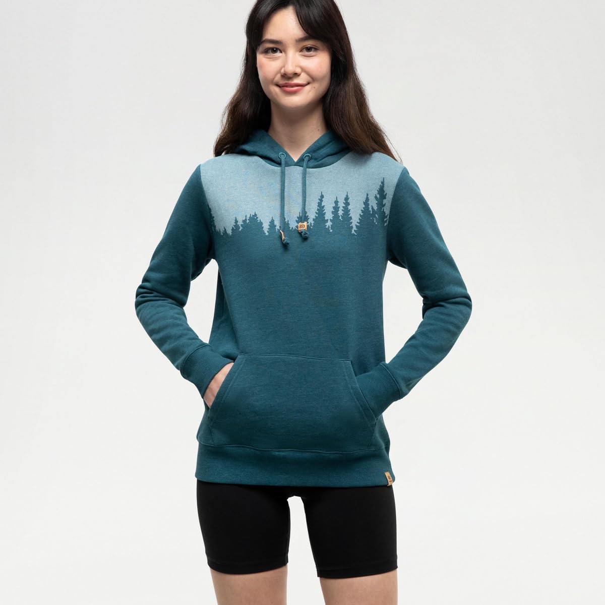 tentree Damen Juniper Graphic Hoodie, Jasper Heather/White, Small