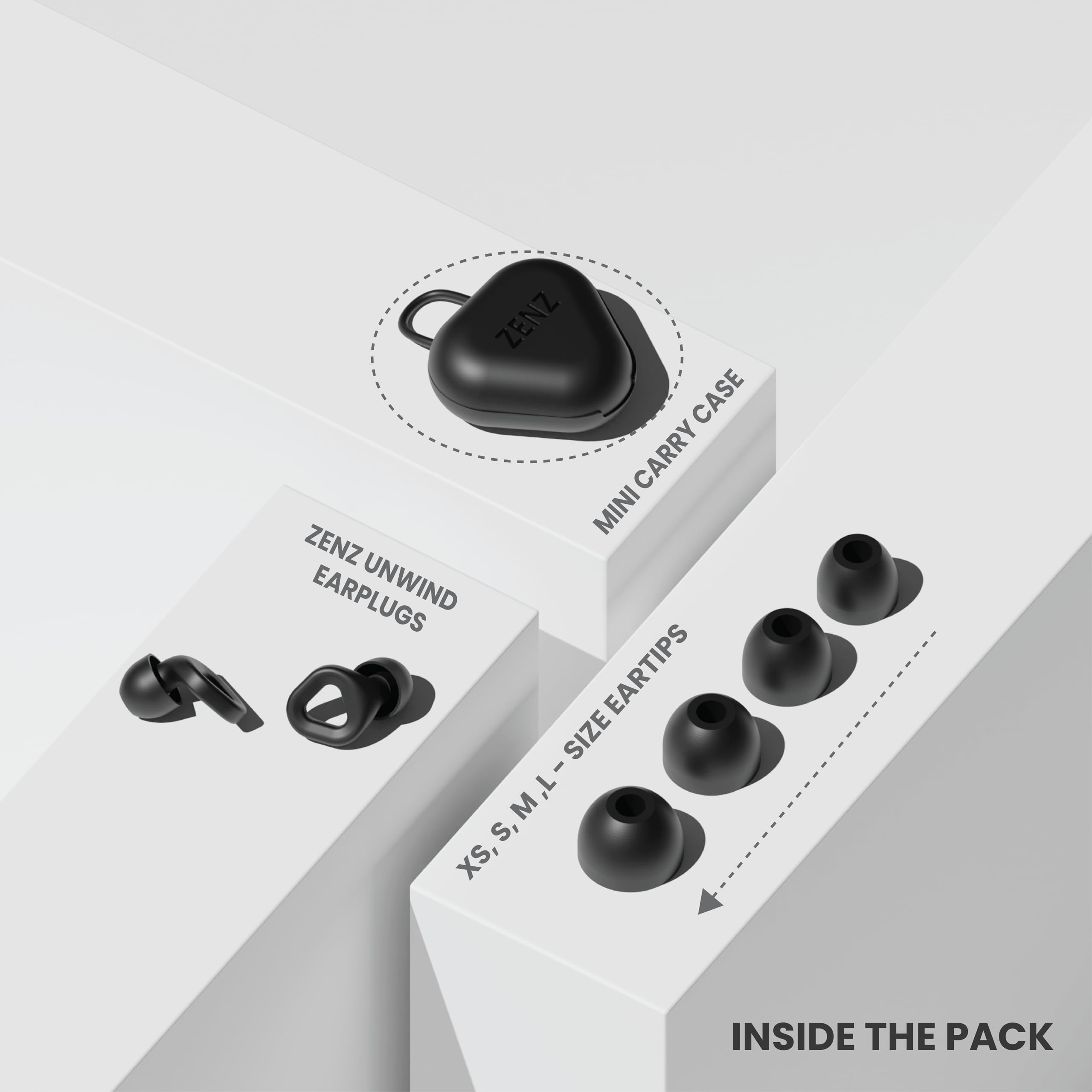Zenz Unwind - Tapones para los oídos para un control de ruido superior, ultracómodos, reutilizables, ideales para dormir, conciertos, lectura, viajes, yoga, 8 tapones para los oídos en XS/S/M/L